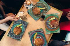 Lot de 4 planches à découper – Lot de 4 plateaux à fromage ; MD02 Série Mandalas: Design ethnique