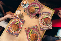 Set of 4 Cutting Boards – 4-piece Cheese Board set; MD02 Mandalas Series:Ethnic retro