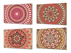 Set di 4 taglieri – Set di 4 taglieri da formaggio; MD02 Serie Mandalas: Retro etnico 2