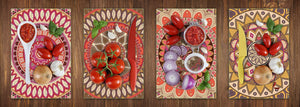 Set of 4 Cutting Boards – 4-piece Cheese Board set; MD02 Mandalas Series:Ethnic retro 2