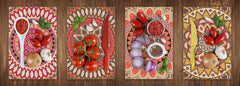 Set di 4 taglieri – Set di 4 taglieri da formaggio; MD02 Serie Mandalas: Retro etnico 2