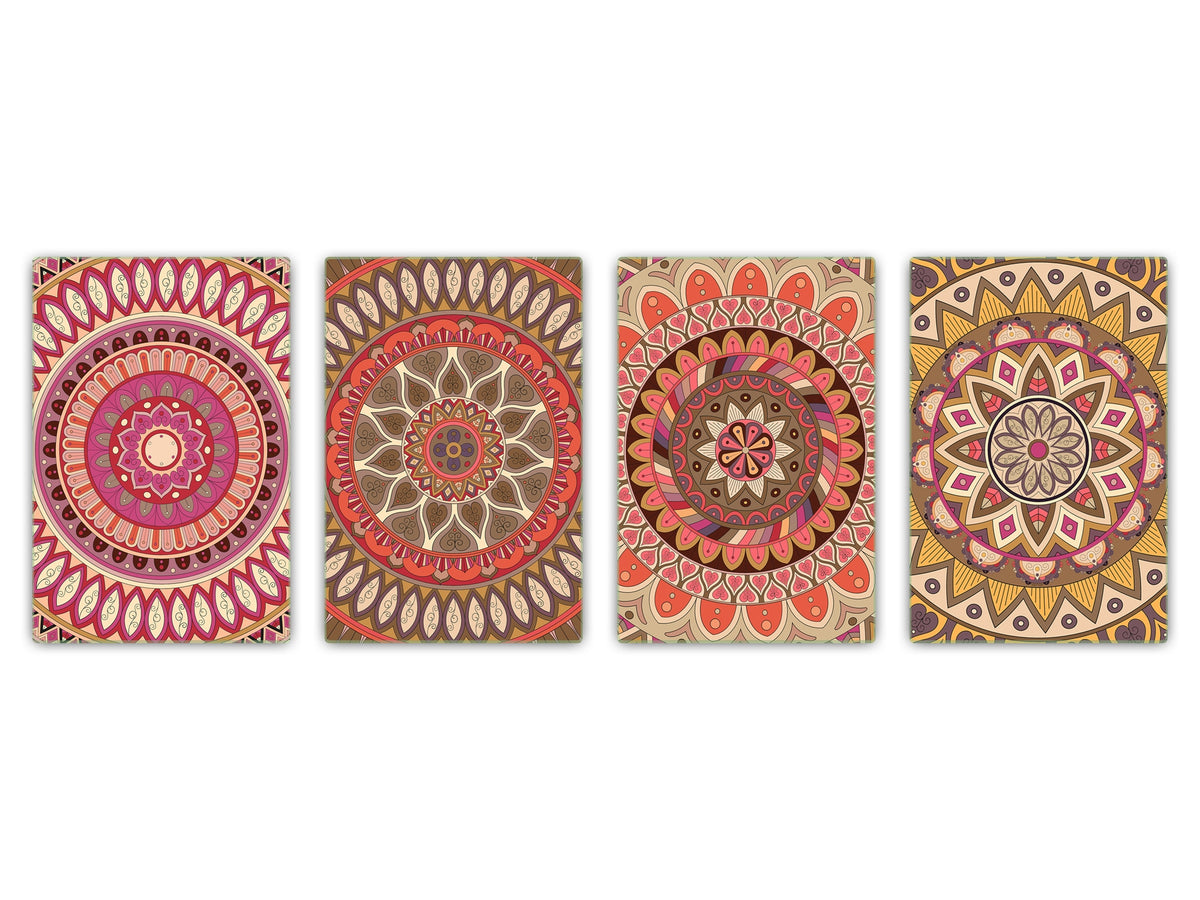 Set di 4 taglieri – Set di 4 taglieri da formaggio; MD02 Serie Mandalas: Retro etnico 2