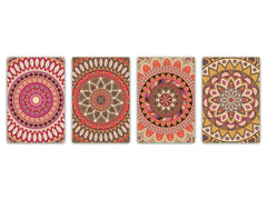 Set di 4 taglieri – Set di 4 taglieri da formaggio; MD02 Serie Mandalas: Retro etnico 2