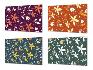 Chopping Board Set – Non-Slip Set of Four Chopping boards; MD06 Flowers Series:Vector flowers