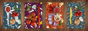 Chopping Board Set – Non-Slip Set of Four Chopping boards; MD06 Flowers Series:Vector flowers 2