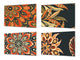 Lot de 4 planches à découper en verre trempé au design moderne ; MD01 Série ethnique: Dessins de tapis rouge 2