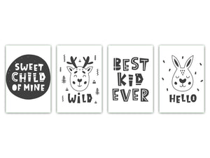 4 Cutting Boards with Modern Designs – Tempered Glass Serving Trays; MD07 Aphorisms Series:Best Kid Ever