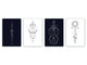 Set von 4 Hackbrettern aus Hartglas mit modernen Designs; MD01 Ethnic Series: Vintage Moon Phases