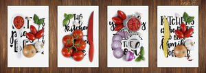 4 Cutting Boards with Modern Designs – Tempered Glass Serving Trays; MD07 Aphorisms Series:Kitchen with Love.