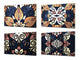 Set von 4 Hackbrettern aus Hartglas mit modernen Designs; MD01 Ethnic Series: Oriental blue design