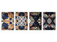 Set von 4 Hackbrettern aus Hartglas mit modernen Designs; MD01 Ethnic Series: Oriental blue design