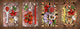 Set von 4 Hackbrettern aus Hartglas mit modernen Designs; MD01 Ethnic Series: Oriental flowers
