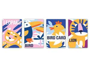 Taglieri decorativi – 4 vassoi per servire; MD03 Serie di cartoni animati: Uccelli e animali 2