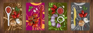 Set of 4 Chopping Boards from Tempered Glass with modern designs; MD01 Ethnic Series:Color flowers 1
