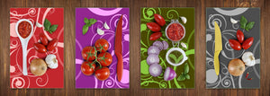 Set of 4 Chopping Boards from Tempered Glass with modern designs; MD01 Ethnic Series:Color flowers 2