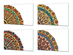 Set of 4 Cutting Boards – 4-piece Cheese Board set; MD02 Mandalas Series:Retro Oriental 1