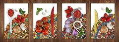 Set of 4 Cutting Boards – 4-piece Cheese Board set; MD02 Mandalas Series:Retro Oriental 1