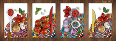 Set of 4 Cutting Boards – 4-piece Cheese Board set; MD02 Mandalas Series:Retro Oriental 2