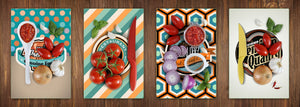 4 Schneidbretter mit modernen Designs – Hartglas-Tabletts; MD07 Aphorisms Series: Vintage 3D Labels 1