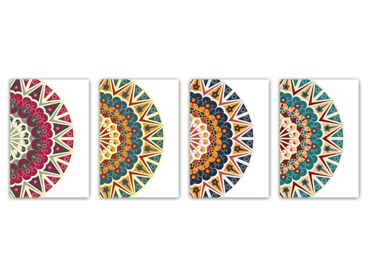 Set von 4 Schneidbrettern – 4-teiliges Käsebrett-Set; MD02 Mandalas Series: Oriental Retro 1