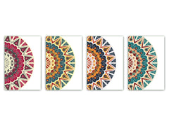 Set von 4 Schneidbrettern – 4-teiliges Käsebrett-Set; MD02 Mandalas Series: Oriental Retro 1