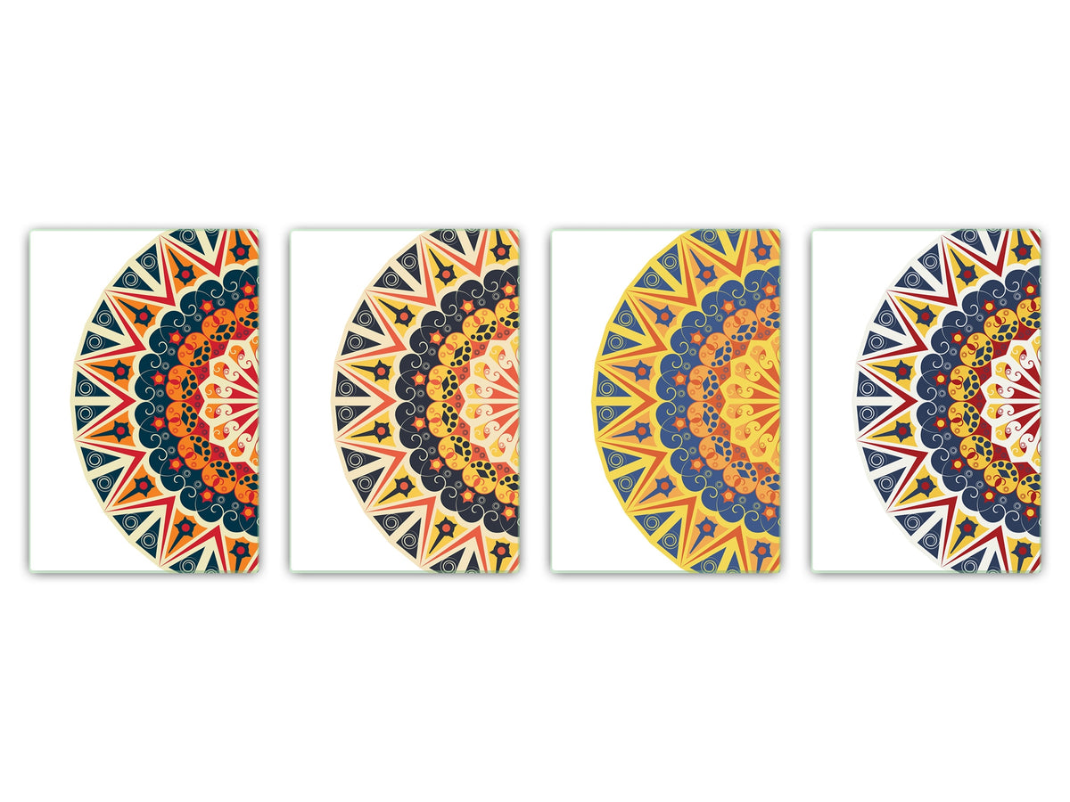 Set of 4 Cutting Boards – 4-piece Cheese Board set; MD02 Mandalas Series:Oriental Retro 2