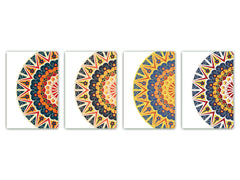 Set of 4 Cutting Boards – 4-piece Cheese Board set; MD02 Mandalas Series:Oriental Retro 2