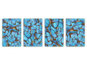 Vier Küchen-Schneidbretter – 20 x 30 cm (8 x 12 Zoll) Glas-Hackbretter; MD08 Full of Color Series: Tropical butterflys