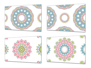 Set of 4 Cutting Boards – 4-piece Cheese Board set; MD02 Mandalas Series:Eastern vintage patterns 1