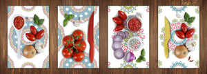 Set of 4 Cutting Boards – 4-piece Cheese Board set; MD02 Mandalas Series:Eastern vintage patterns 1