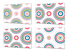 Set of 4 Cutting Boards – 4-piece Cheese Board set; MD02 Mandalas Series:Eastern vintage patterns 2