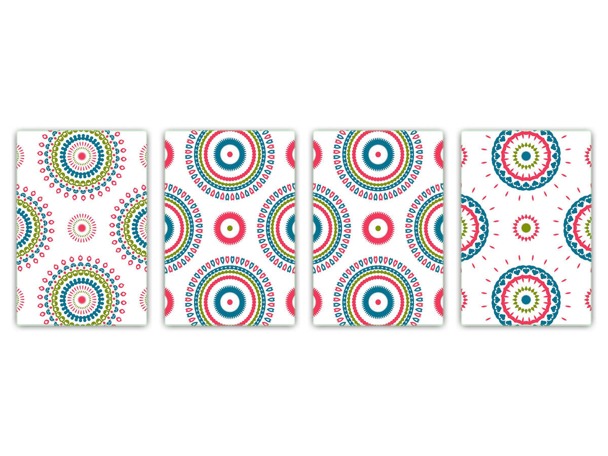 Set of 4 Cutting Boards – 4-piece Cheese Board set; MD02 Mandalas Series:Eastern vintage patterns 2