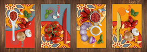 Set von 4 Schneidbrettern – 4-teiliges Käsebrett-Set; MD02 Mandalas Series: Mandala in colors.