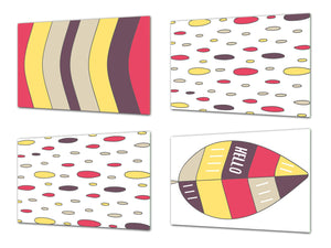 Planches décorées – 4 plateaux pour servir ; MD03 Série de dessins animés: Bonjour doodle
