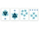 Set von 4 Hackbrettern aus Hartglas mit modernen Designs; MD10 Geometric Art Series: Ethnic design 3