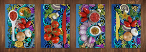 Quatre planches de cuisine; MD08 Série Pleine de couleur: Vie sous-marine
