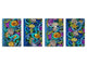 Vier Küchen-Schneidbretter – 20 x 30 cm (8 x 12 Zoll) Glas-Hackbretter; MD08 Full of Color Series: Underwater life