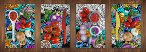 Four Kitchen Cutting Boards - 8 x 12 inch Glass Chopping boards; MD08 Full of Color Series:Underwater doodle