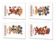 Vier Küchen-Schneidbretter – 20 x 30 cm (8 x 12 Zoll) Glas-Hackbretter; MD08 Full of Color Series: Aztec chocolate