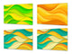 Set von vier dekorativen Schneidbrettern aus Glas – Servierplatten – Käsebretter; MD09 Abstract painting Series: Horizontal waves