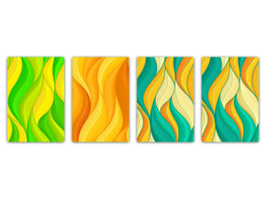 Conjunto de tablas para picar - 4 Tablas de cortar decorativas: Serie de pintura abstracta MD09: Ondas horizontales