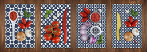 Set von 4 Hackbrettern aus Hartglas mit modernen Designs; MD01 Ethnic Series: Eastern patterns 1