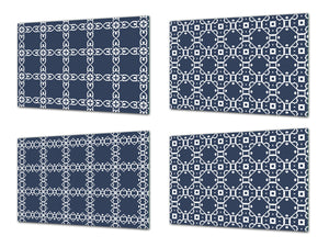 Set von 4 Hackbrettern aus Hartglas mit modernen Designs; MD01 Ethnic Series: Eastern patterns 2