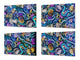 Four Kitchen Cutting Boards - 8 x 12 inch Glass Chopping boards; MD08 Full of Color Series:Sea life doodles