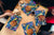 Vier Küchen-Schneidbretter – 20 x 30 cm (8 x 12 Zoll) Glas-Hackbretter; MD08 Full of Color Series: Sea life doodles