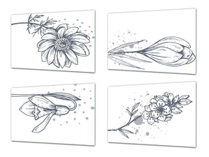 Set di taglieri – Set di quattro taglieri antiscivolo; MD06 Serie di fiori: Fiori di primavera