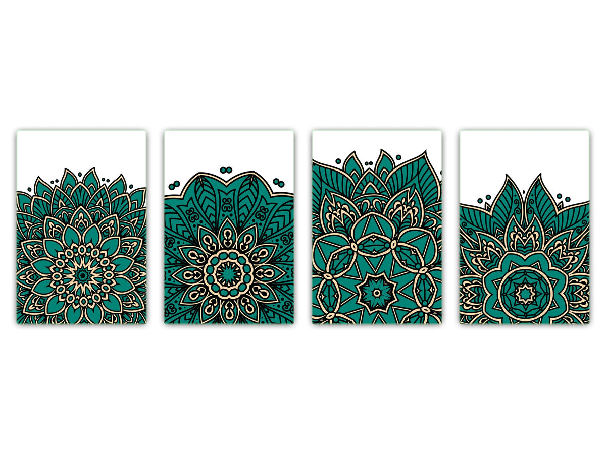 Set di 4 taglieri – Set di 4 taglieri da formaggio; MD02 Serie Mandalas: Mandala fiore