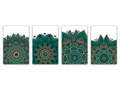 Set di 4 taglieri – Set di 4 taglieri da formaggio; MD02 Serie Mandalas: Mandala fiore