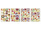 Set von 4 Schneidbrettern aus Hartglas; MD04 Fruits and veggies Series: Drawn by hand vegan food