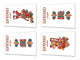 Juego de 4 tablas de cortar - Tablas de cortar de cristal templado: Serie Lleno de colores MD08: Diseño de chocolate Azteca